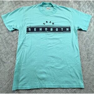 Vintage Rehoboth Beach Delaware T Shirt Medium Teal single stitch stedman